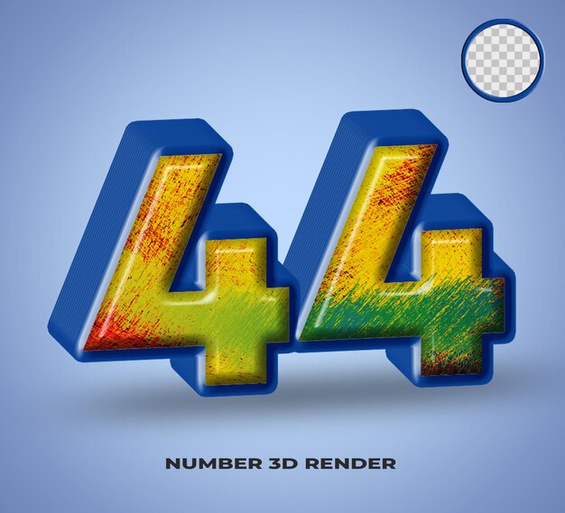 A purple and yellow number 44 with a purple background