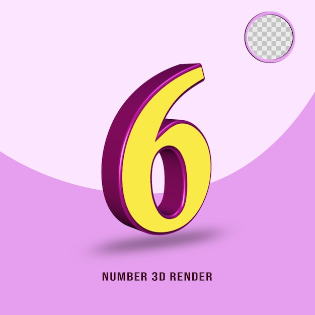 a purple and yellow number 6 with a purple background