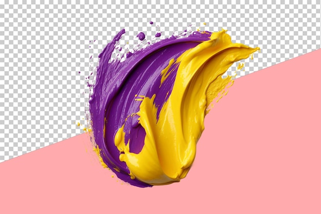 Purple and yellow paint stroke isolated object