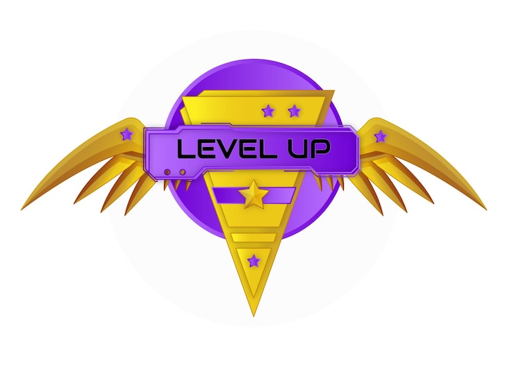 PSD a purple and yellow star logo with wings on top of it
