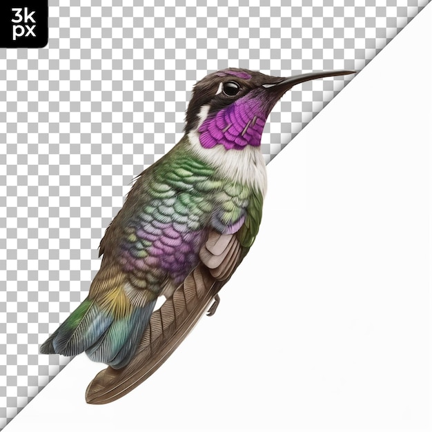 PSD purplethroated mountain gem isolated on transparent background