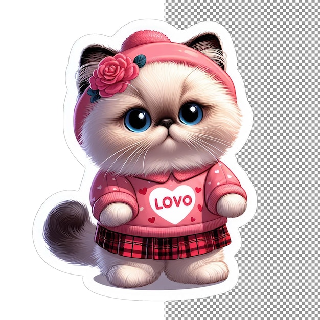 PSD Прекрасная любовь сердечная кошачья наклейка