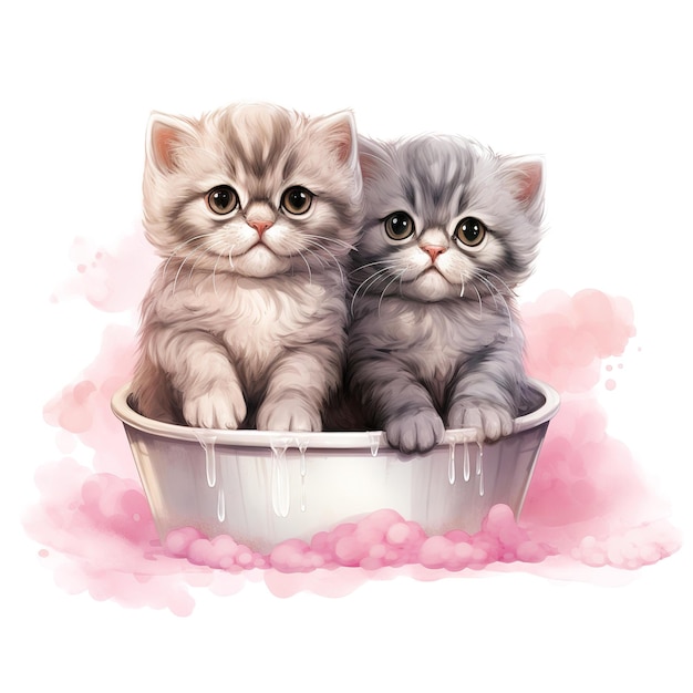 PSD Прекрасная любовь валентин котенок пара очаровательные кошачьи компаньоны для романтического торжества
