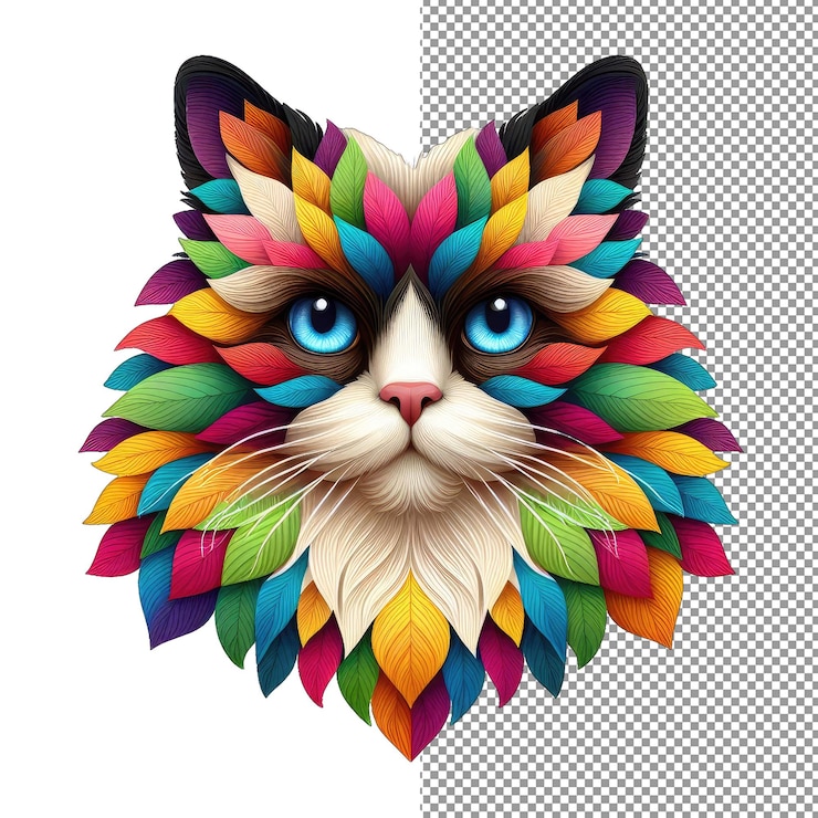 PSD purrfect portraits izolowana esencja kota w formie naklejki png