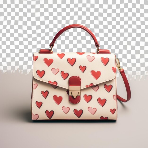 PSD a purse with hearts on it and a red and white background
