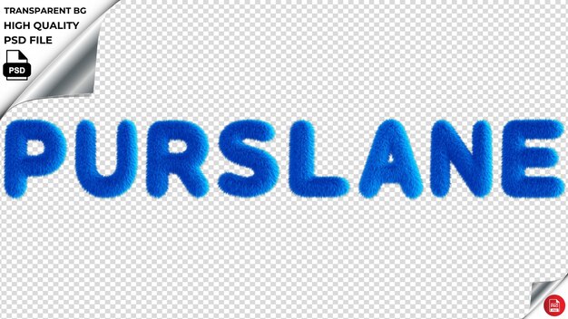 PSD purslane typography blue fluffy text psd transparent