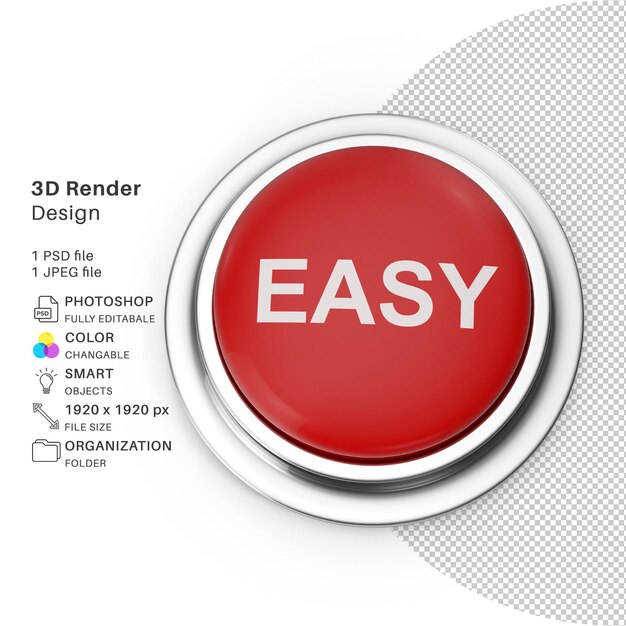 Push button red easy 3d modeling psd file realistic push button easy