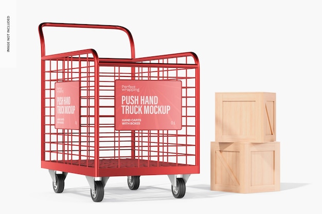 PSD push hand truck mockup, left view