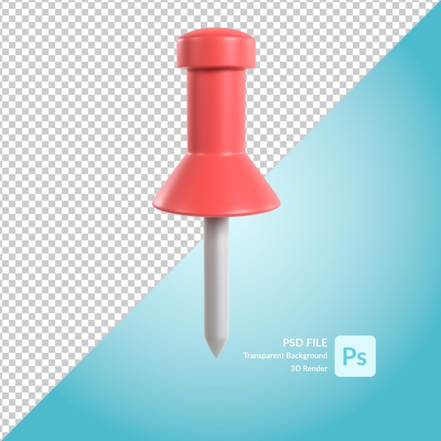 PSD push pin 3d illustration rendering