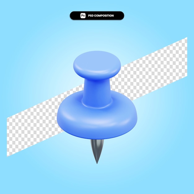 Push pin 3d render illustration isolated