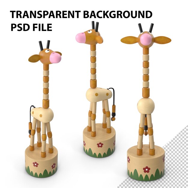 PSD push puppet toy giraffe png