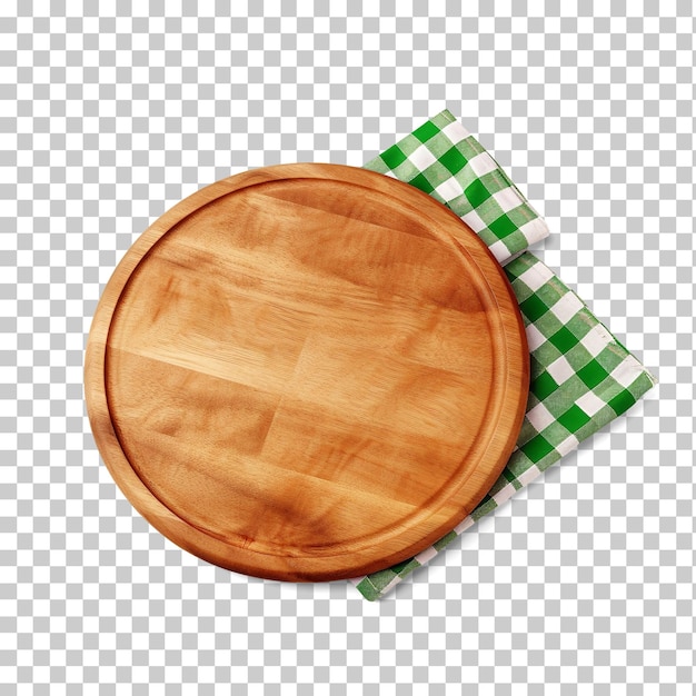 Pusta deska do pizzy i serwetka na przezroczystym tle png psd