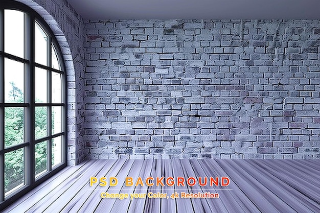 PSD pusta ściana w pustym pokoju z oknami