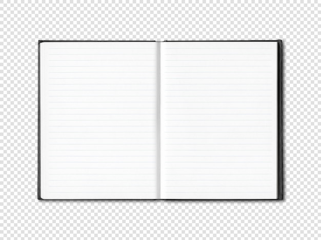 Puste otwarte liniowane notebooka samodzielnie na białym tle