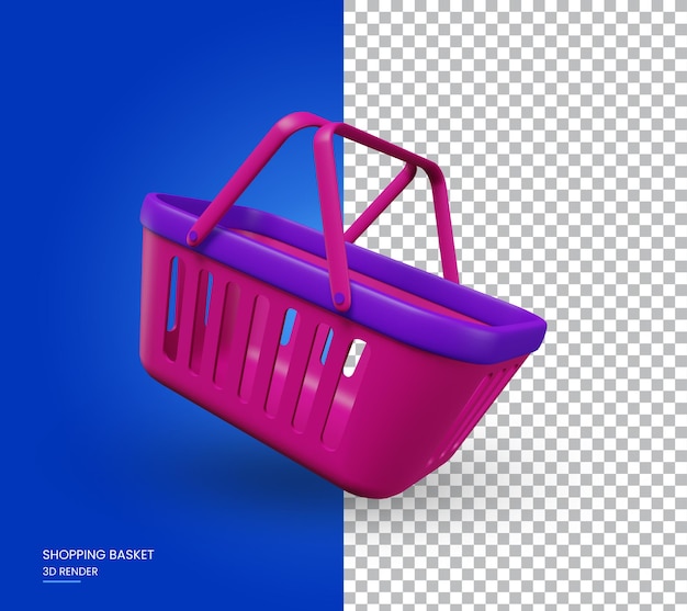 PSD pusty koszyk na zakupy klienta 3d render ilustracji