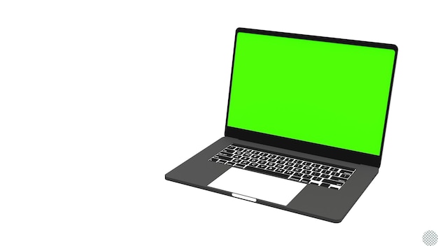 Pusty zielony ekran laptopa notebooka komputera pusty makiet 2D animacja dla izolowanej cyberprzestrzeni
