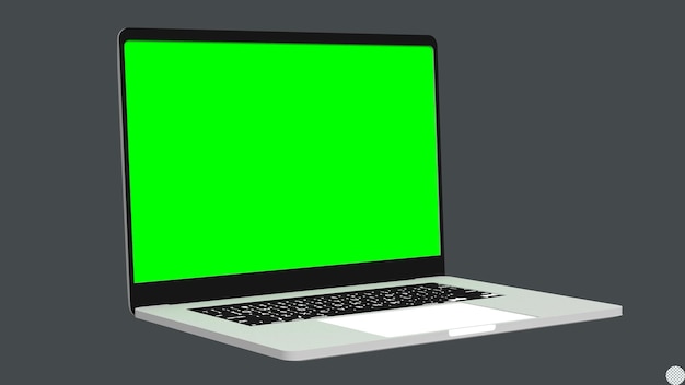 Pusty zielony ekran laptopa notebooka komputera pusty makiet 2D animacja dla izolowanej cyberprzestrzeni