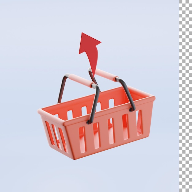 PSD put out shopping basket 3d illustration