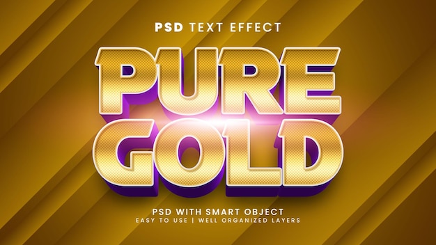 Puur goud 3d bewerkbaar teksteffect met metalen en rich text-stijl