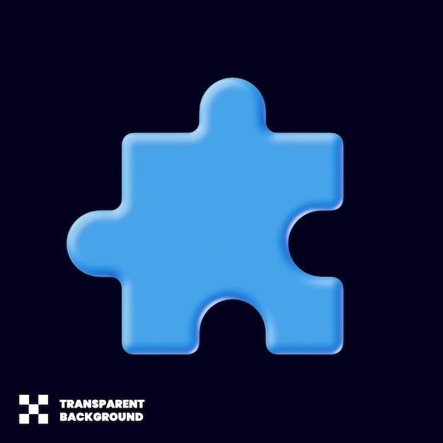 Puzzelstukpictogram in minimalistisch 3D-pictogram