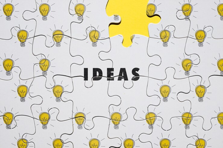 PSD puzzle concept with light bulbs