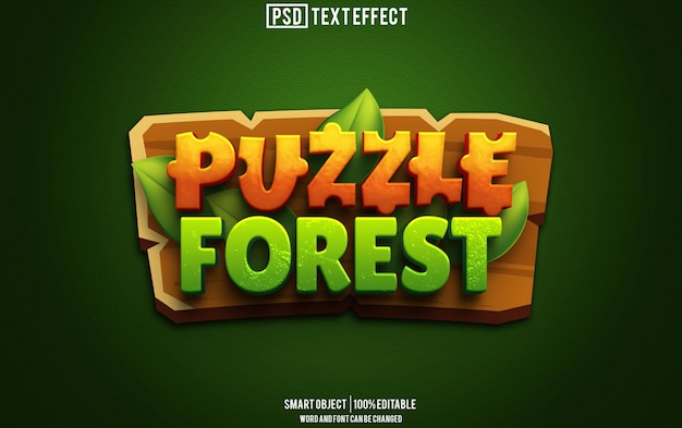 лесный текст с эффектом шрифта редактируемая типография 3D текст