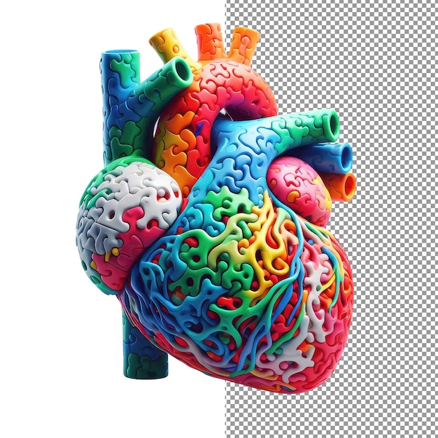 PSD puzzle heart whimsy vibrant pieces on a clear canvas