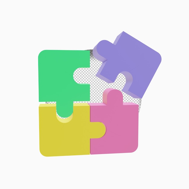 PSD puzzle icon 3d render illustration