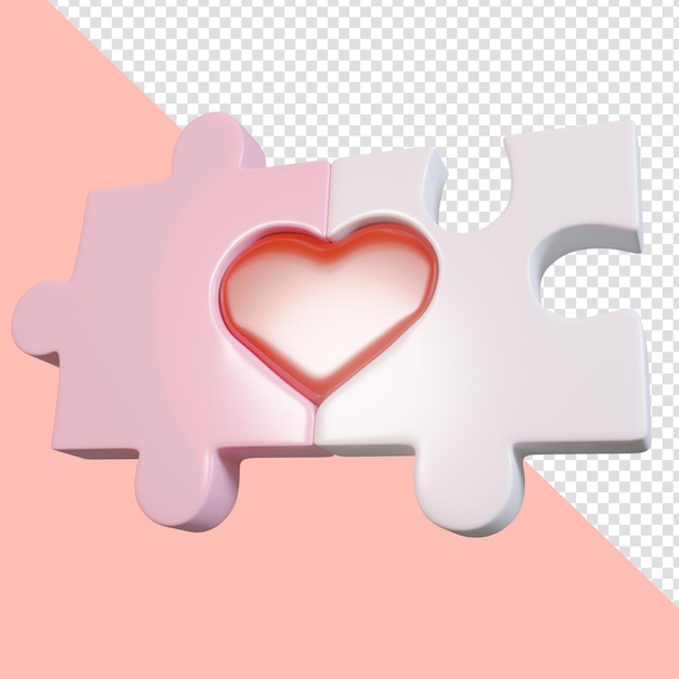 PSD puzzle love 3d icon render