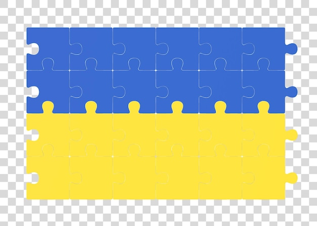 Puzzle made from ukraine flags 3d render illustration