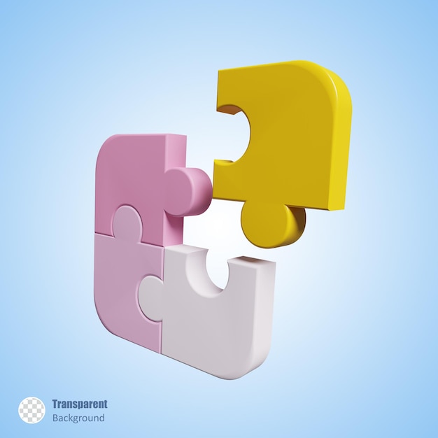 PSD puzzle piece in 3d render design