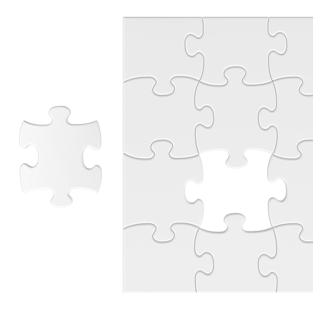 puzzle piece and missing part in clean white layout 3d rendering isolated on transparent background