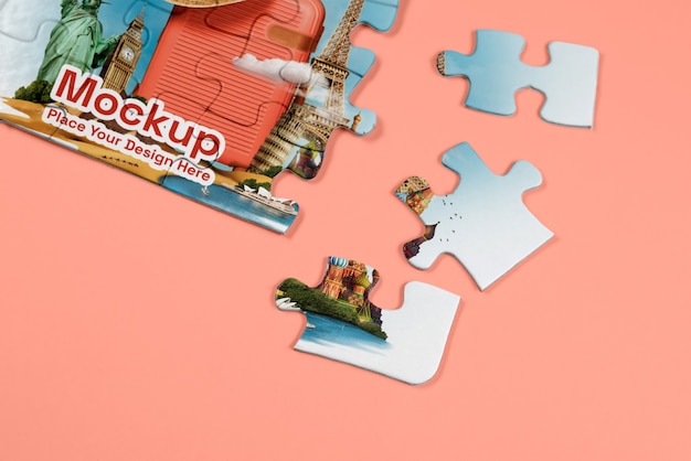 PSD puzzle con mockup di design creativo