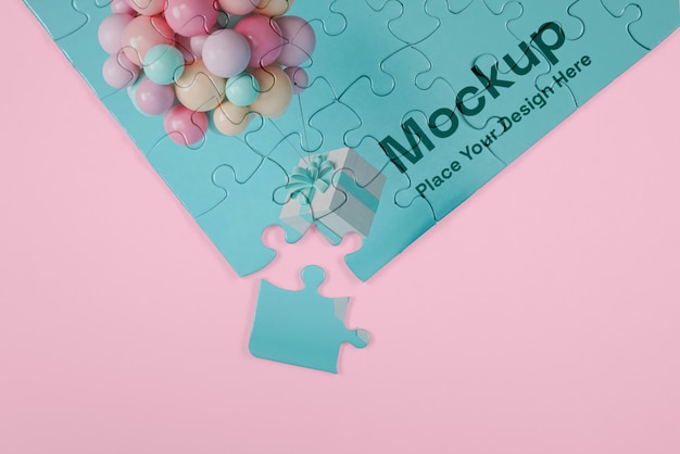 PSD puzzle with creative design mockup