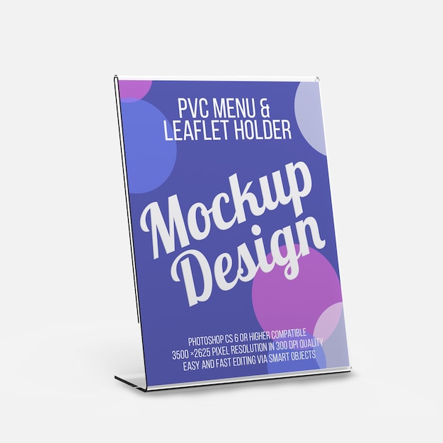 Pvc menu and leaflet holder mockup