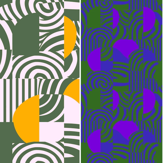 Pyöreällä siluetilla sinetöity geometrinen minimalistinen design ja luontokuvioiset vektoridesignit
