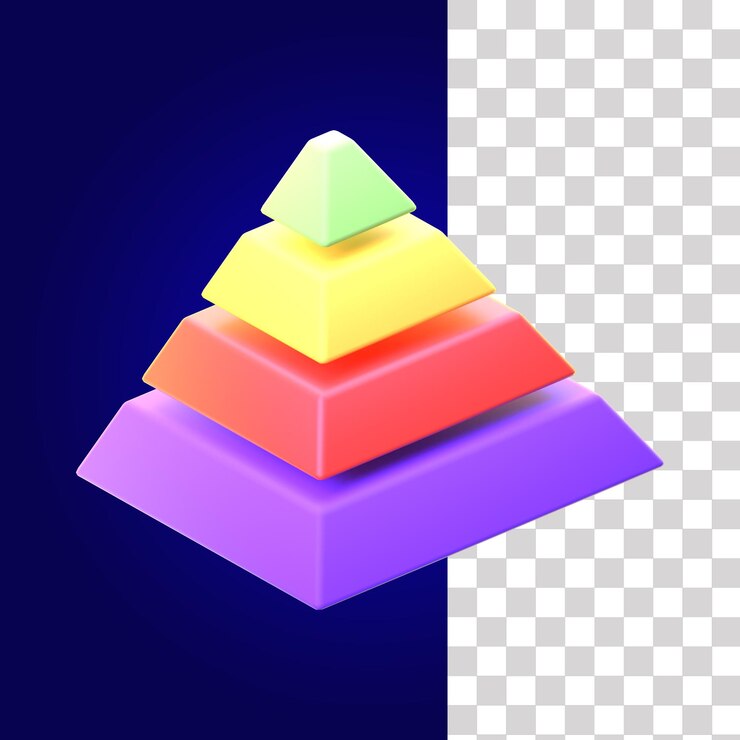 PSD pyramid chart 3d icon 2