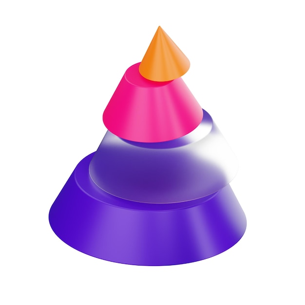 Pyramid chart 3D icon for statistic