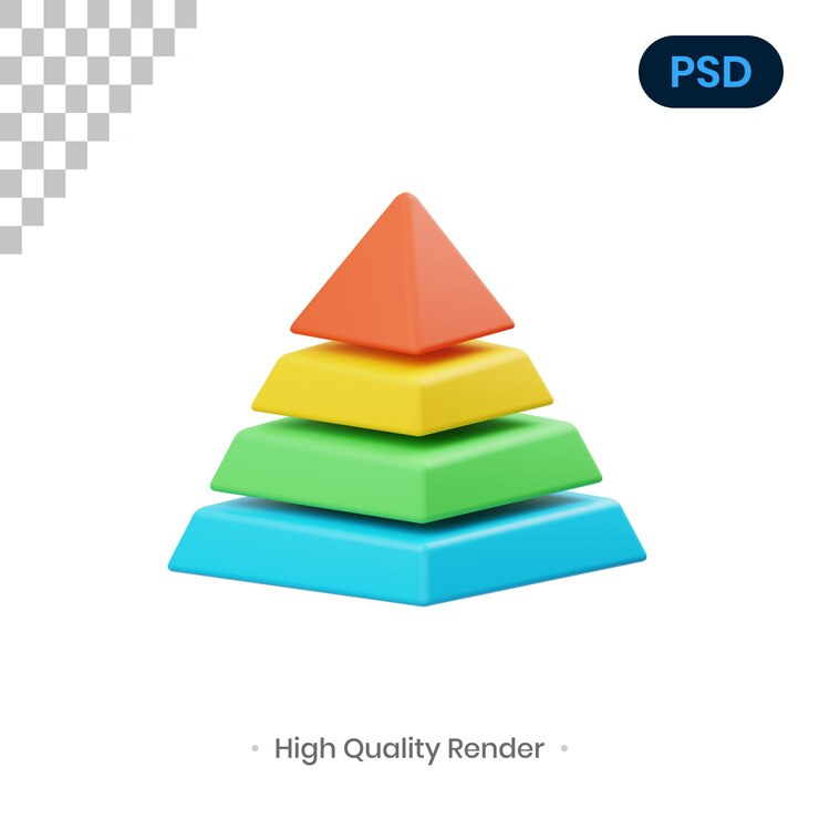 PSD pyramid chart 3d render illustration premium psd