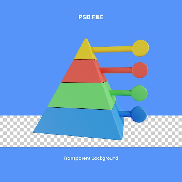 pyramid chart 3d rendering icon illustration analytics