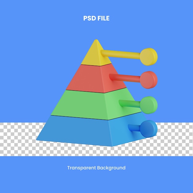 pyramid chart 3d rendering icon illustration analytics