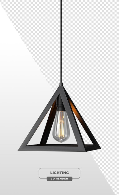 Pyramid Frame Pendant Light met minimalistische structuur in 3D-rendering