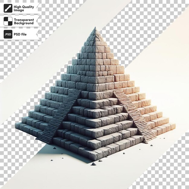 A pyramid made of bricks with the word pyramid on it