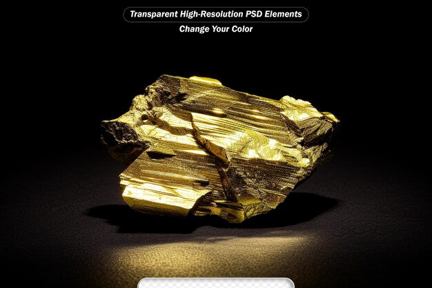 PSD pyrite mineral stone black background