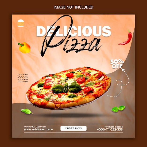 Pyszna Pizza I Jedzenie Menu Baner Mediów Społecznościowych.