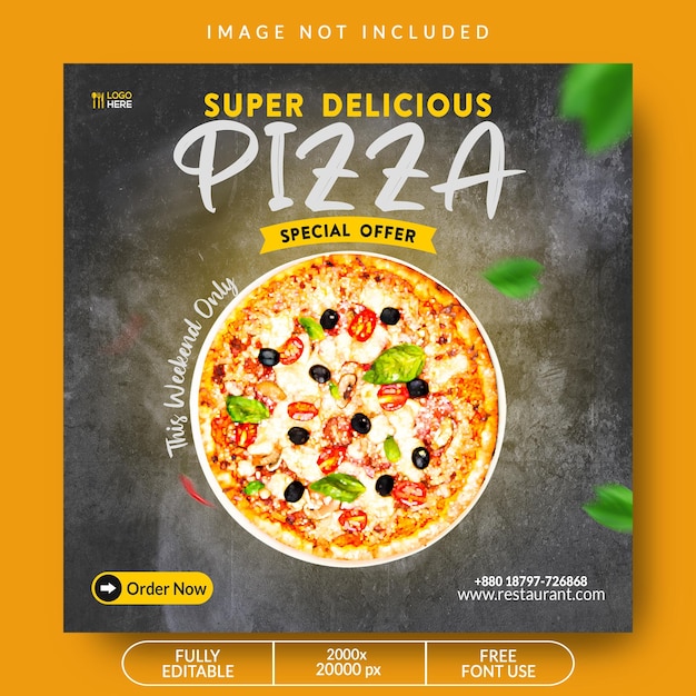 PSD pyszna pizza jedzenie szablon banera społecznościowego post darmowe psd