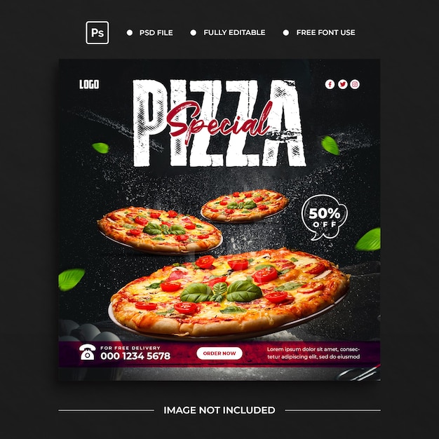 Pyszna Pizza Menu Kulinarne I Post W Mediach Społecznościowych Restauracji