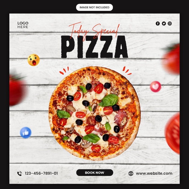 Pyszna Pizza Social Media Szablon Projektu Postu Na Instagramie