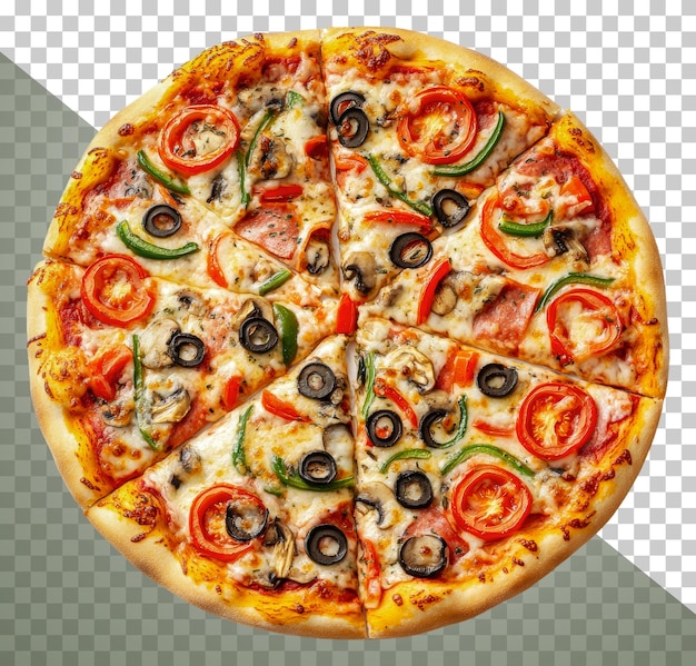 Pyszna pizza z warzywami i mięsem.