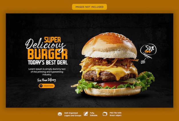 Pyszne Burger I Jedzenie Menu Szablon Transparent Sieci Web